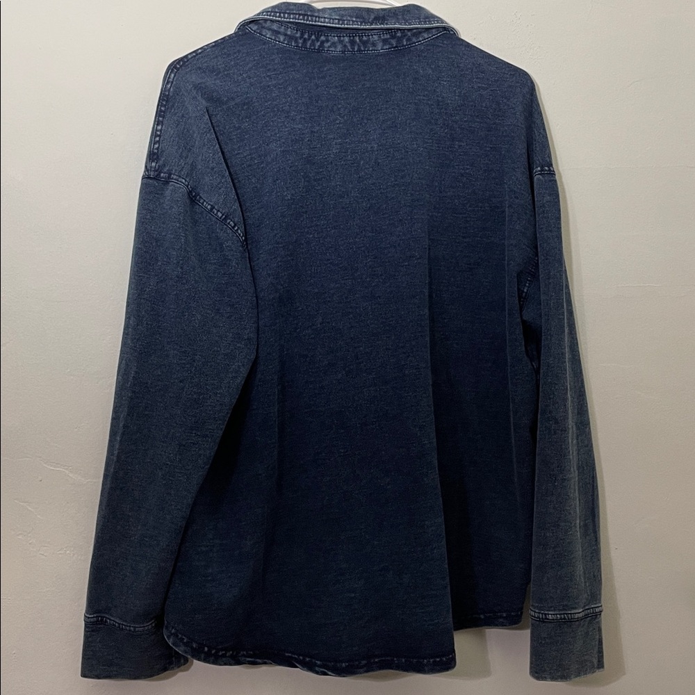 Jane and Delancey Dark Blue Denim Button-Down Shirt - Picture 3 of 7